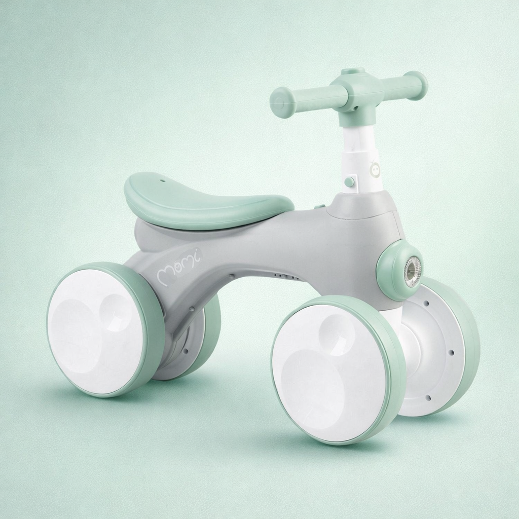 Bicicleta cu baloane Tobis grey Momi pentru copii de la 2 ani, cu lumini si sunet