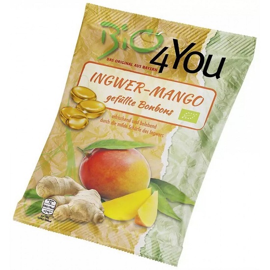 Bomboane Bio cu mango si ghimbir, 45 gr, Bio4You