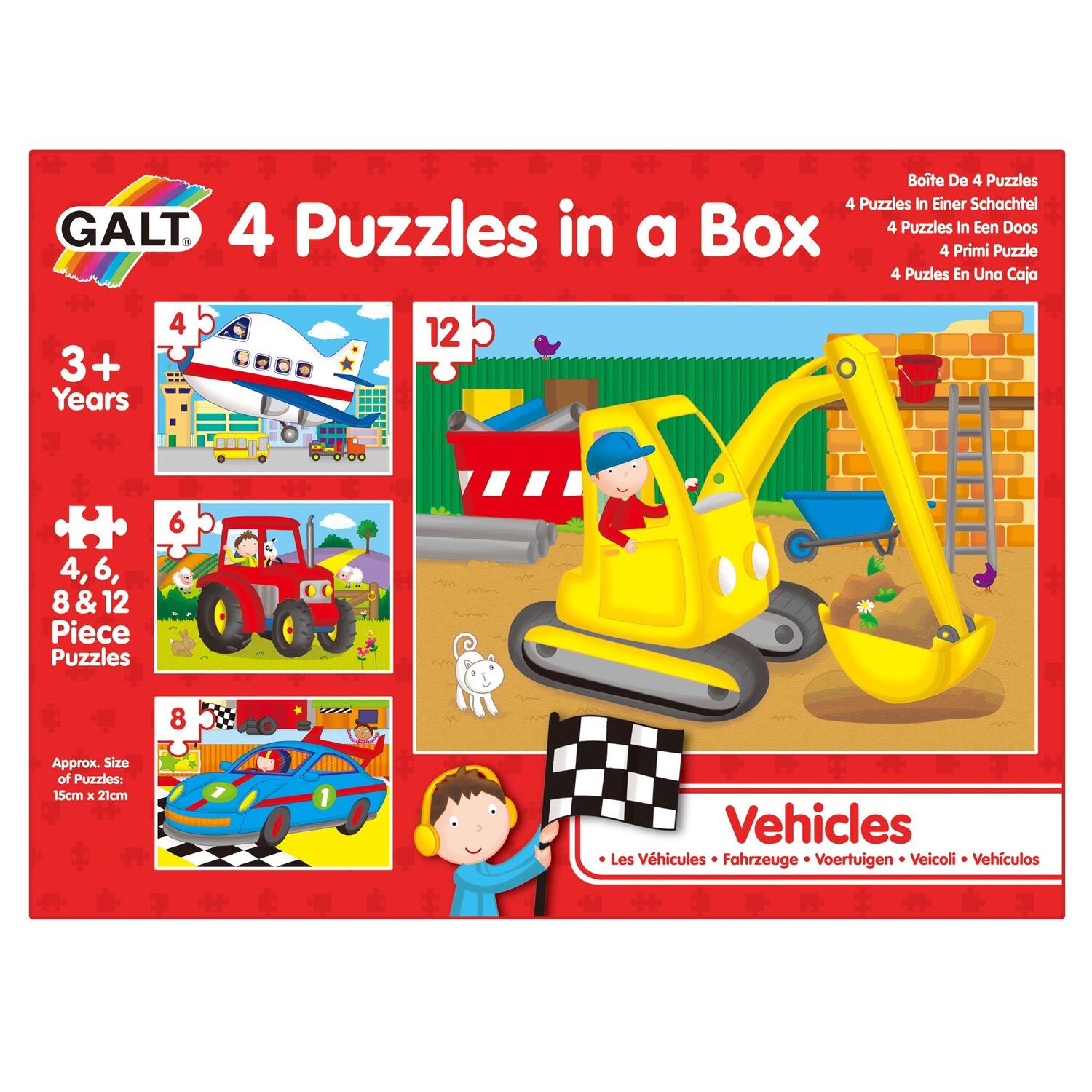 Set 4 puzzle Vehicule, + 3 ani, Galt