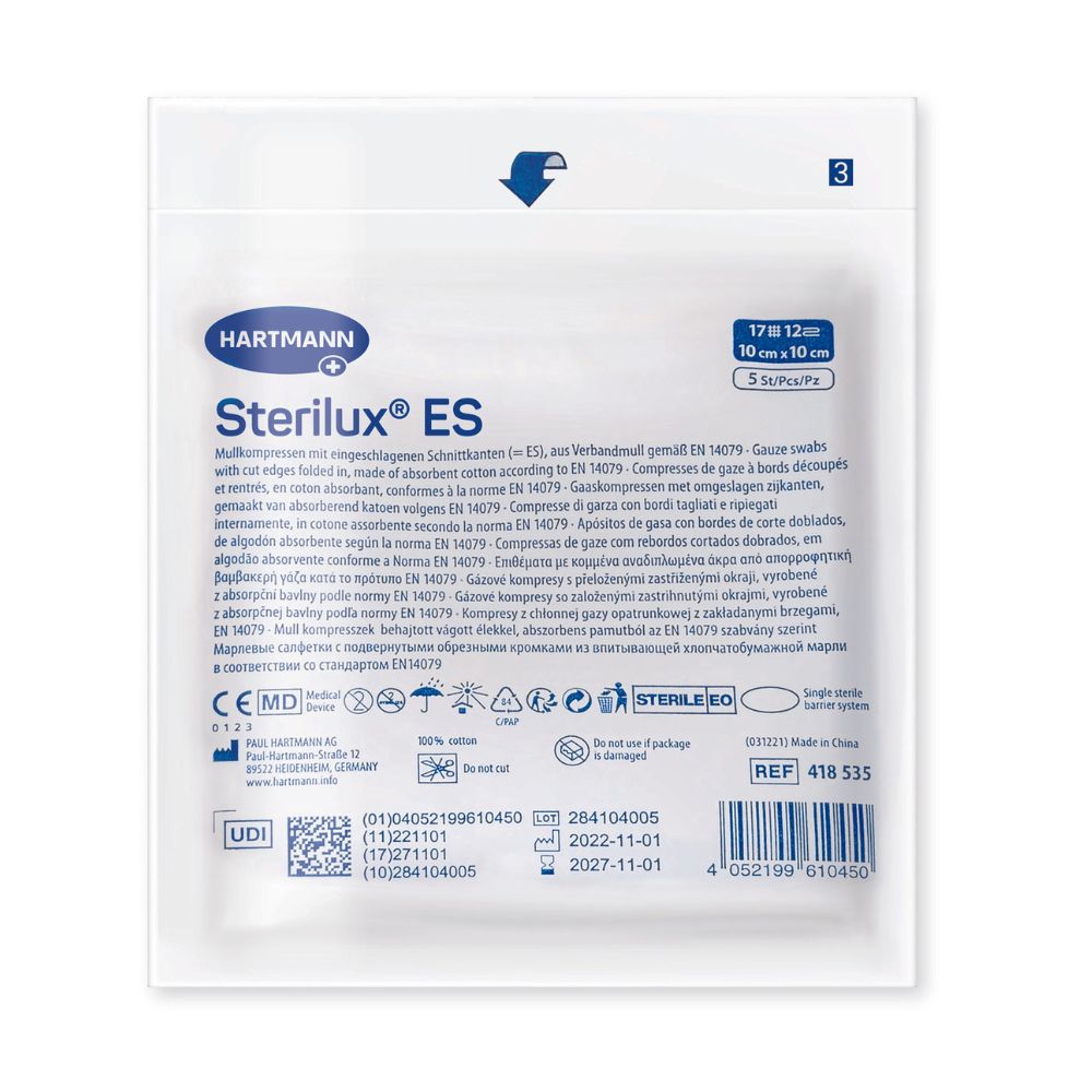 Compresa din tifon steril Sterilux ES, 10 cm x 10 cm, 1 bucata, Hartmann