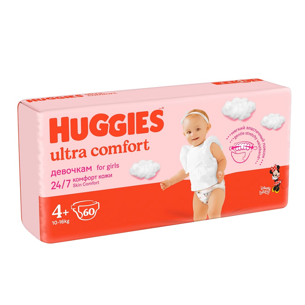 Scutece Ultra Comfort, Nr. 4+, 10 - 16 kg, 60 buc, Huggies