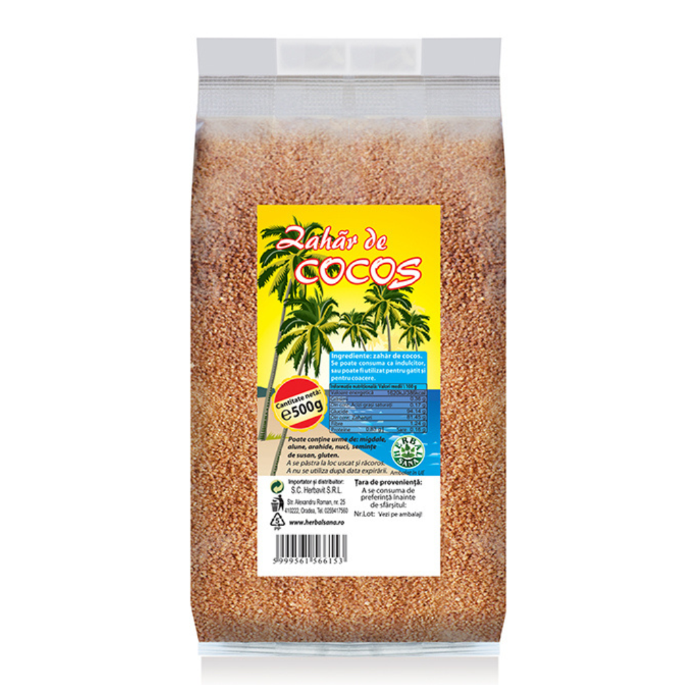 Zahar de cocos, 500 g, Herbal Sana
