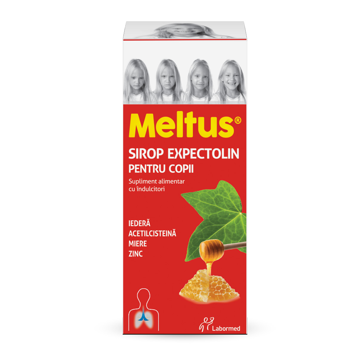 Meltus Expectolin pentru copii sirop cu miere, iedera, zinc, acetilcisteina, 100 ml, Labormed
