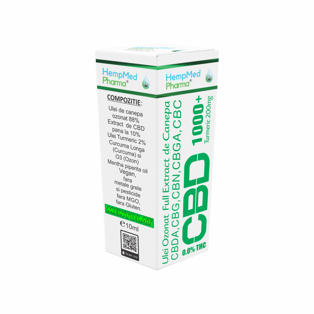 Ulei de canepa Ozonat cu CBD 1000 mg, 10 ml, Hempmed Pharma