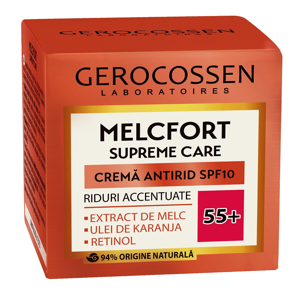Crema antirid pentru riduri accentuate SPF10 Melcfort, +55, 50 ml, Gerocossen