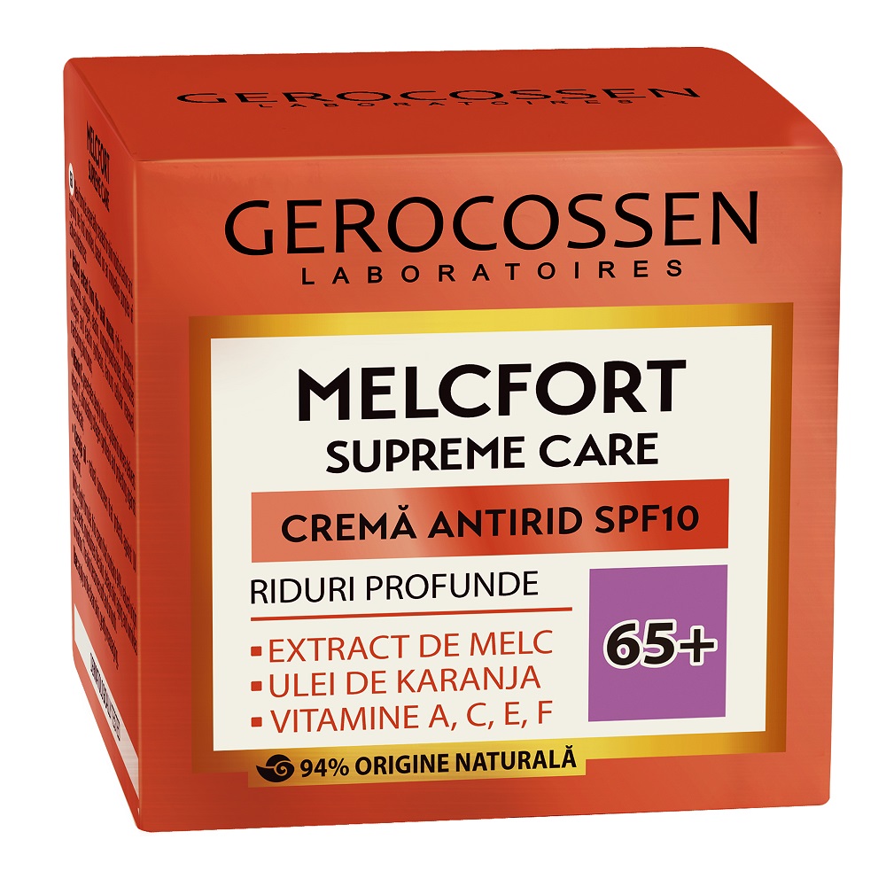 Crema antirid pentru riduri profunde SPF10 Melcfort, +65, 50 ml, Gerocossen