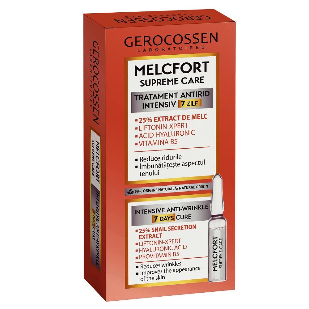 Fiole tratament antirid intensiv Melcfort, 7 fiole x 2 ml, Gerocossen