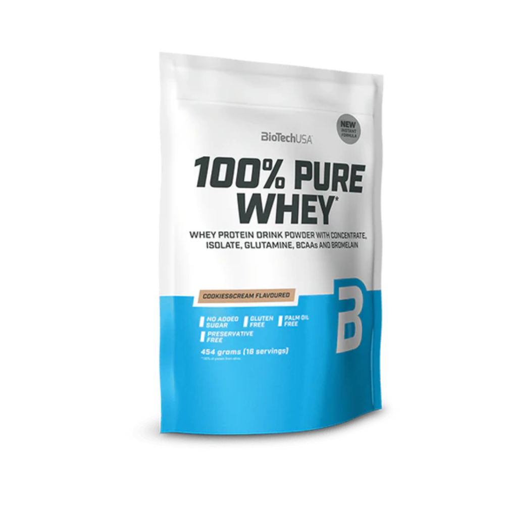 Pudra Proteica 100% Pure Whey, 454g, Cookies Cream, Biotech