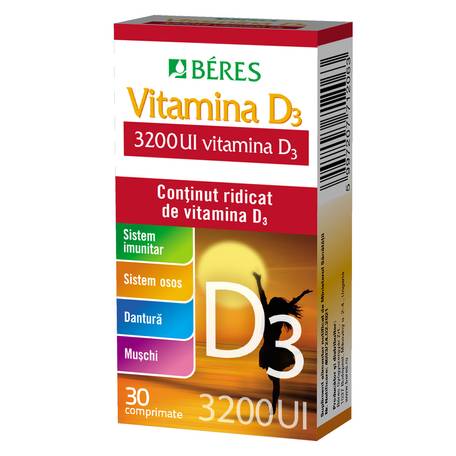 Vitamina D3 3200 UI, 30 comprimate, Beres