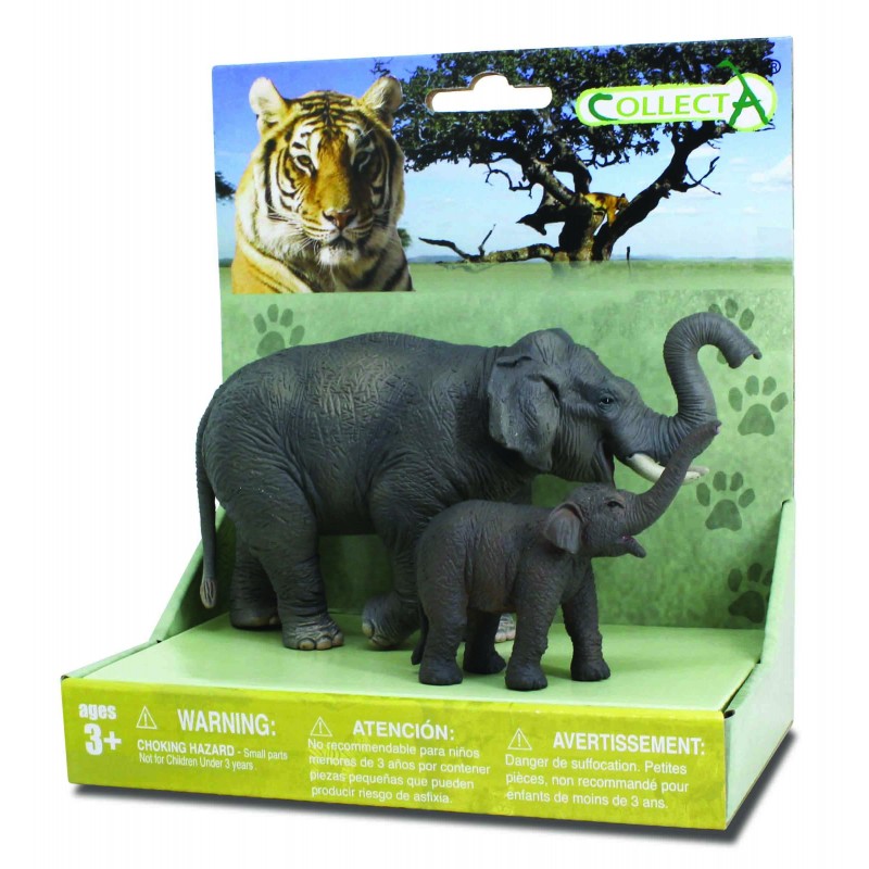 Set 2 figurine, Elefant asiatic si puiul, Collecta