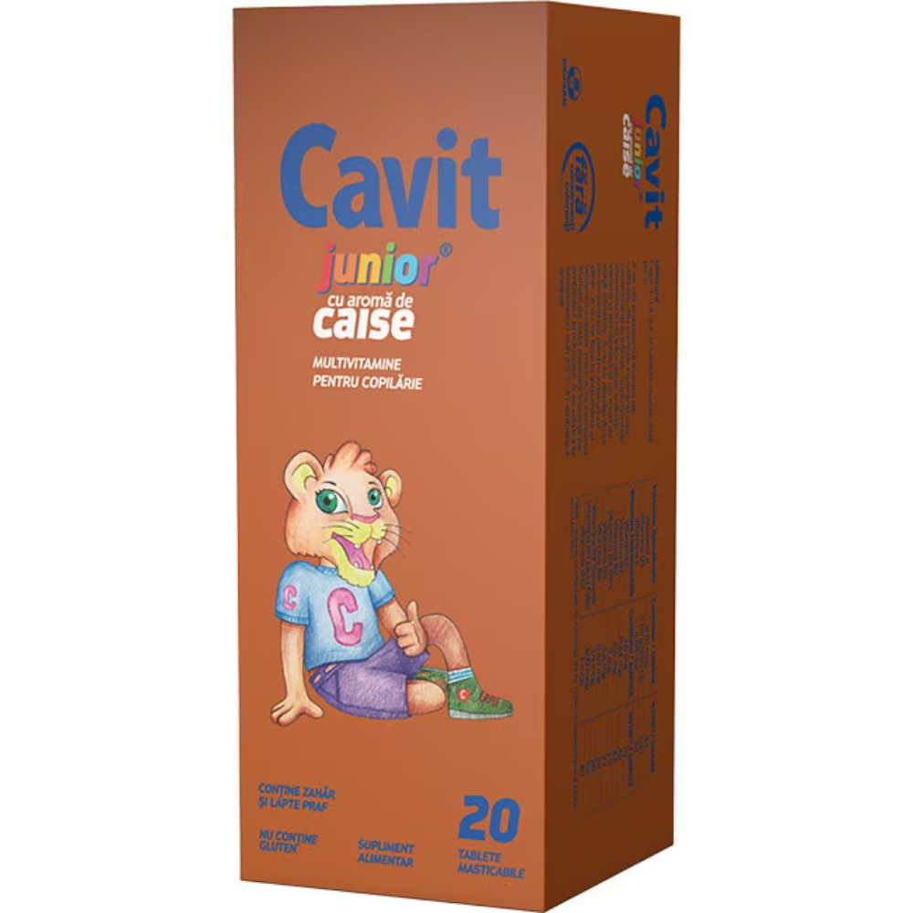 Cavit Junior, multivitamine cu aroma de caise, 20 tablete, Biofarm