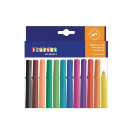 Set carioci colorate cu varf gros, 12 buc, Playbox