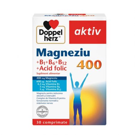 Magnesium 400 mg + B1+B6+B12+ Acid Folic, 30 comprimate, Doppelherz