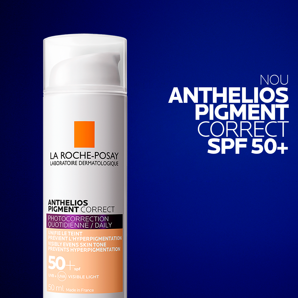 Crema protectie solara SPF 50+ cu pigment de culoare pentru fata Anthelios Pigment Correct, 50 ml, Light, La Roche Posay 549810