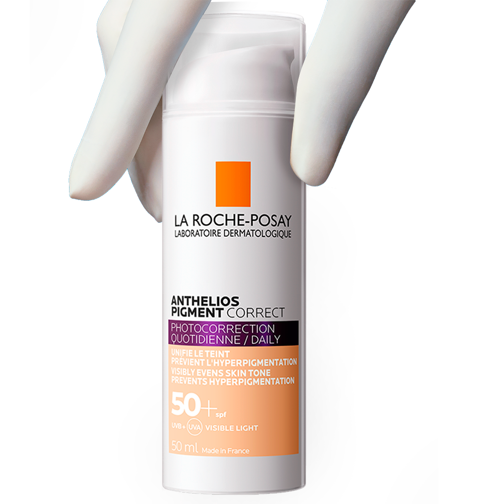 Crema protectie solara SPF 50+ cu pigment de culoare pentru fata Anthelios Pigment Correct, 50 ml, Light, La Roche Posay 549817