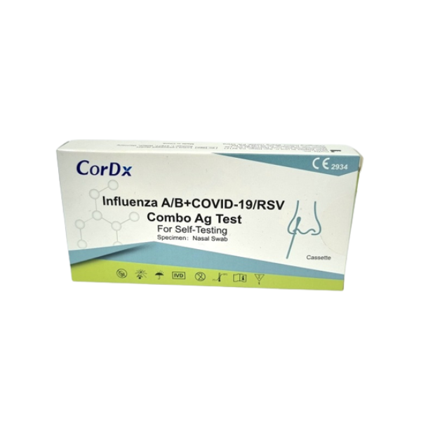 Kit de testare rapida pentru gripa A, B + Covid 19 + RSV, 1 bucata, Cordx