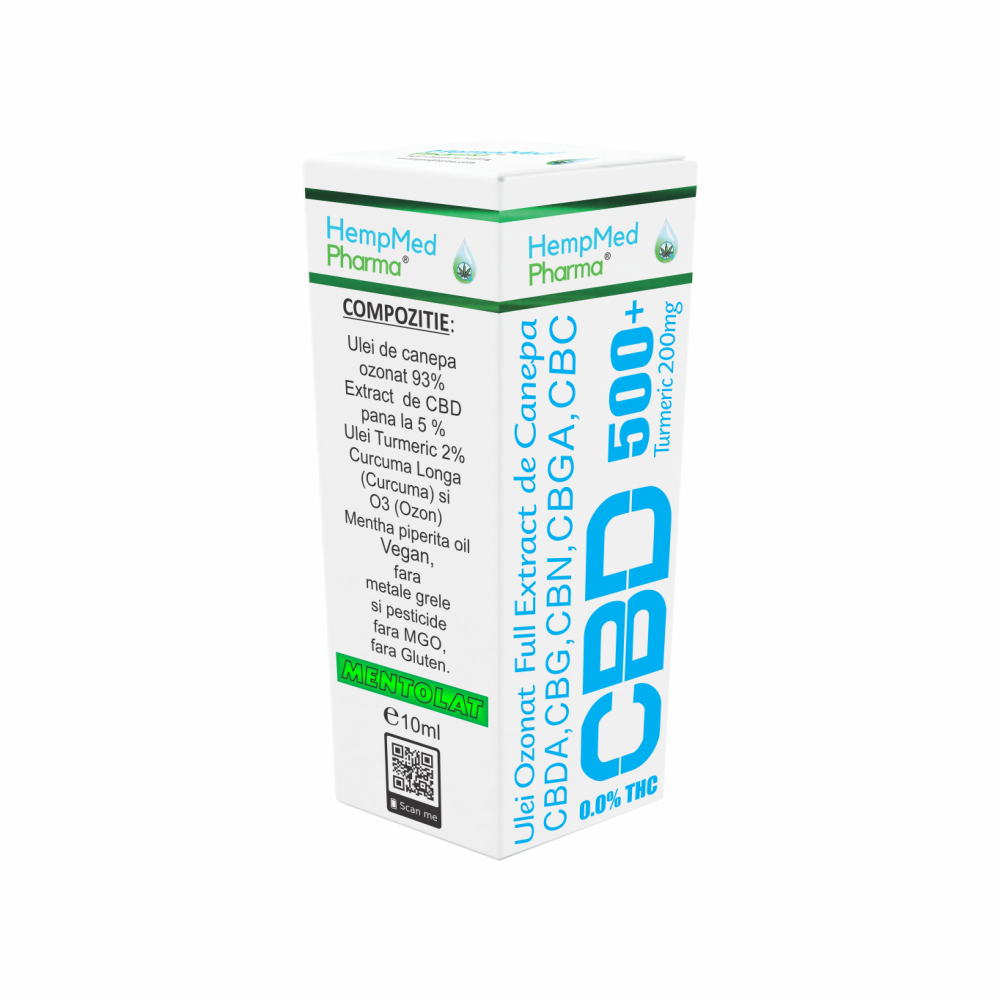 Ulei ozonat full extract de canepa CBD 500 mg, 10 ml, Hempmed Pharma