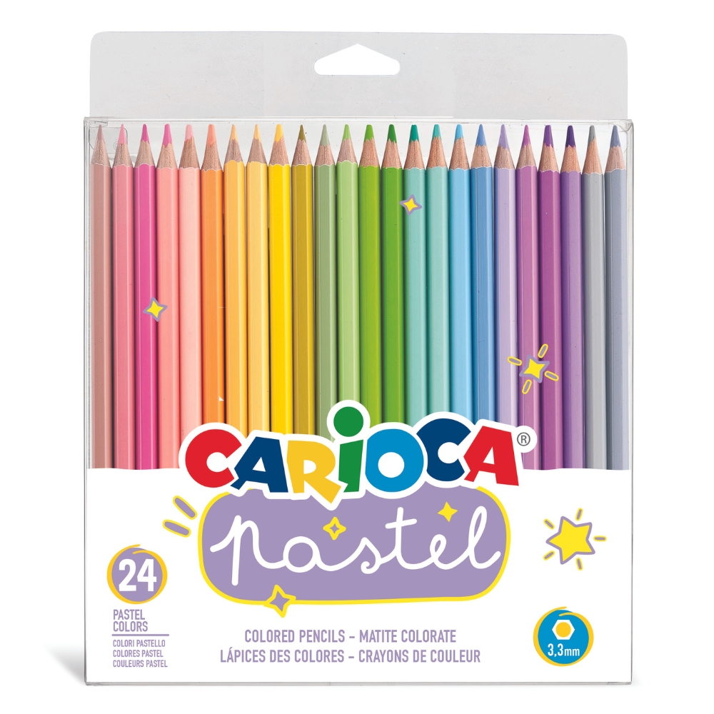 Creioane colorate pastel, 24 bucati, Carioca