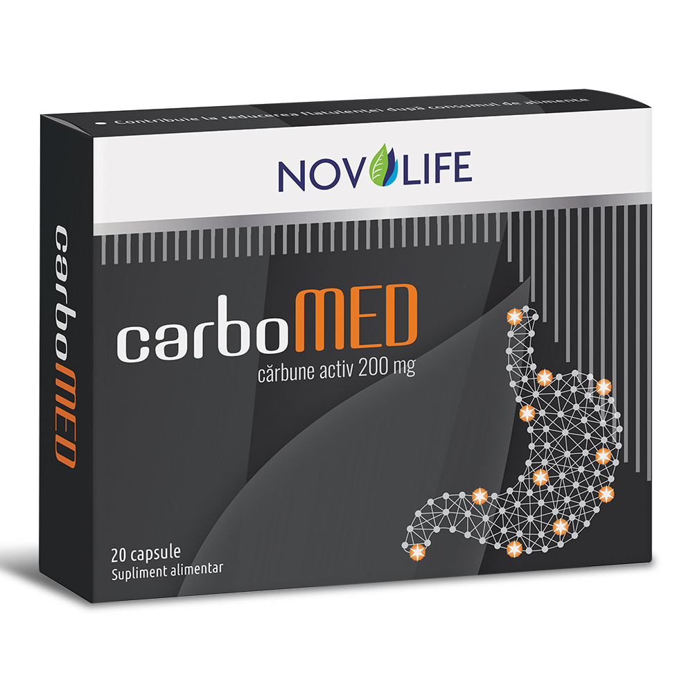 CarboMED cu carbune activ 200 mg, 20 capsule, Novolife