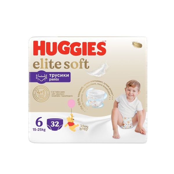 Scutece Pants Elite Soft, Nr. 6, 15-25 kg, 32 bucati, Huggies