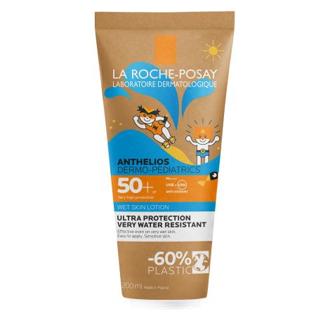 Lotiune Wet Skin pentru copii cu SPF 50+ Anthelios Dermo-Pediatrics, 200 ml, La Roche-Posay