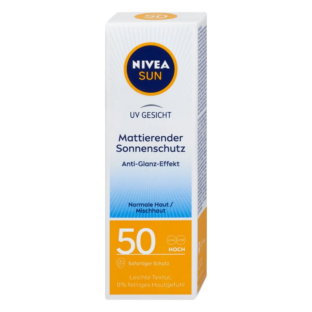 Crema de fata cu SPF50 Shine Control, 50 ml, Nivea Sun