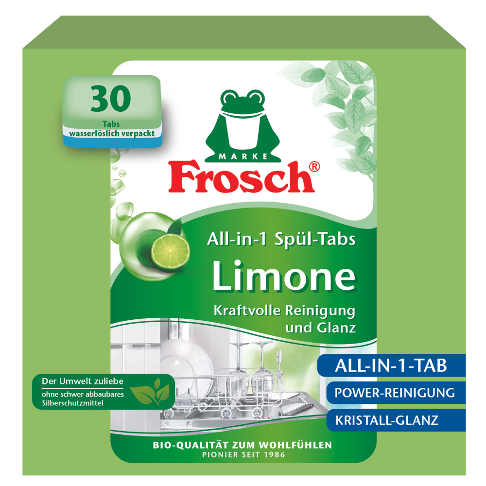 Detergent pastile cu lime pt masina de spalat All in One, 30 buc, Frosch