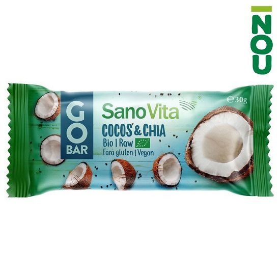 Go Bar Bio, cocos si chia, 30 g, Sanovita