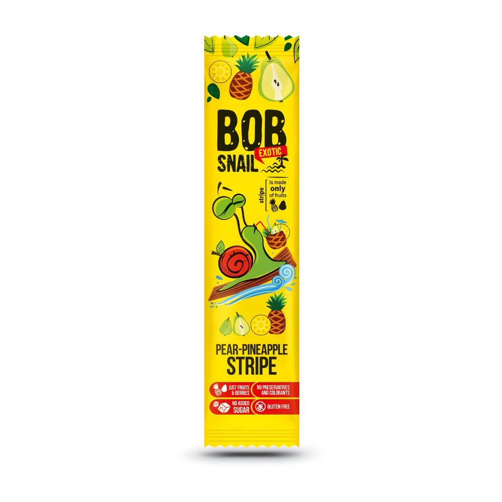 Gustare naturala din pere si ananas, 14 gr, Bob Snail