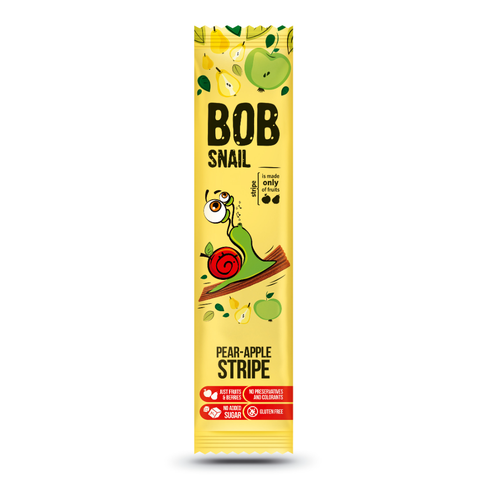 Gustare naturala din mere si pere, 14 gr, Bob Snail