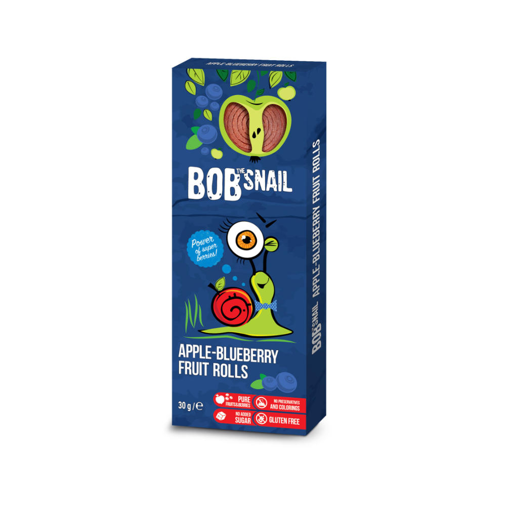 Rulou natural din mere si afine, 30g, Bob Snail