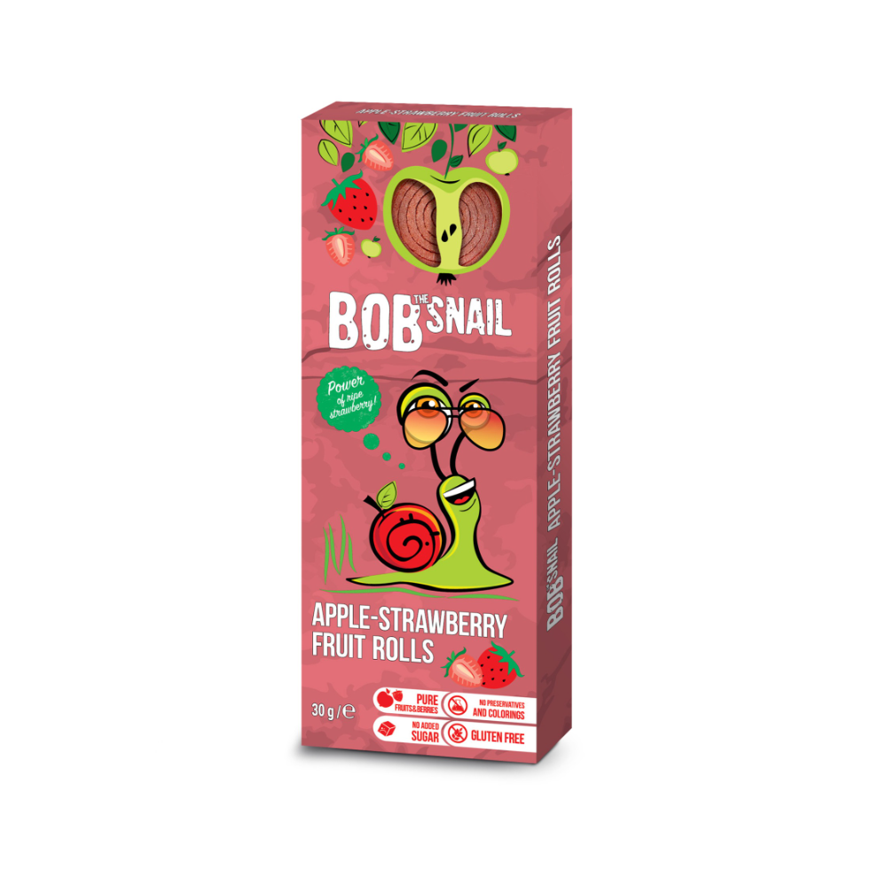 Rulou natural din mere si capsuni, 30 gr, Bob Snail