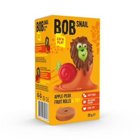 Rulou natural din fructe + jucarie Eat & Play, 20 gr, Bob Snail