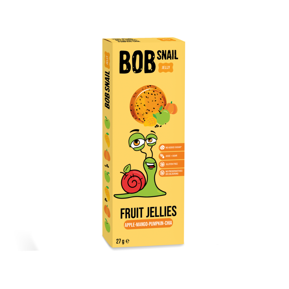 Jeleuri naturale din mere, mango si dovleac, 27 gr, Bob Snail