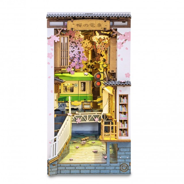 Puzzle 3D Insertie pentru raftul de carti Sakura Densya Rolife, 340 piese, Robotime