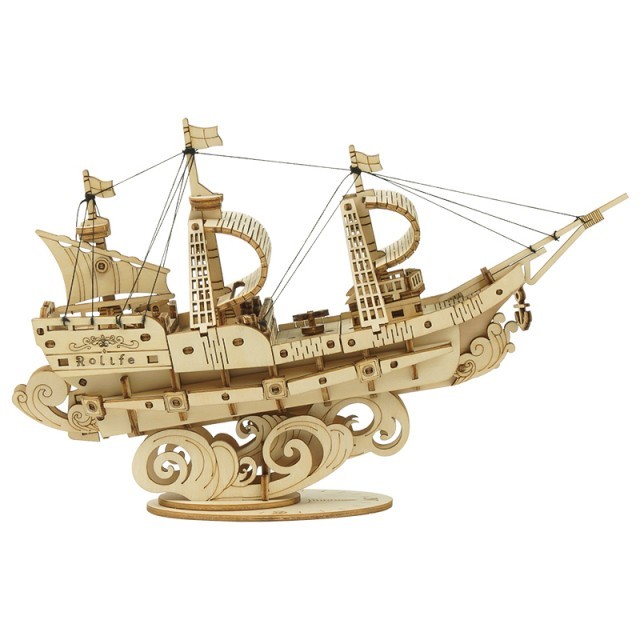 Puzzle 3D din lemn Barca de Nevigat, 118 piese, Robotime