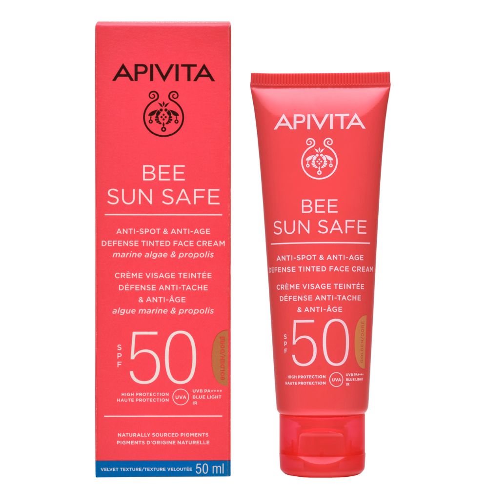 Crema protectie solara coloranta anti-pete & anti-imbatranire Bee Sun Safe, 50 ml, Golden, Apivita