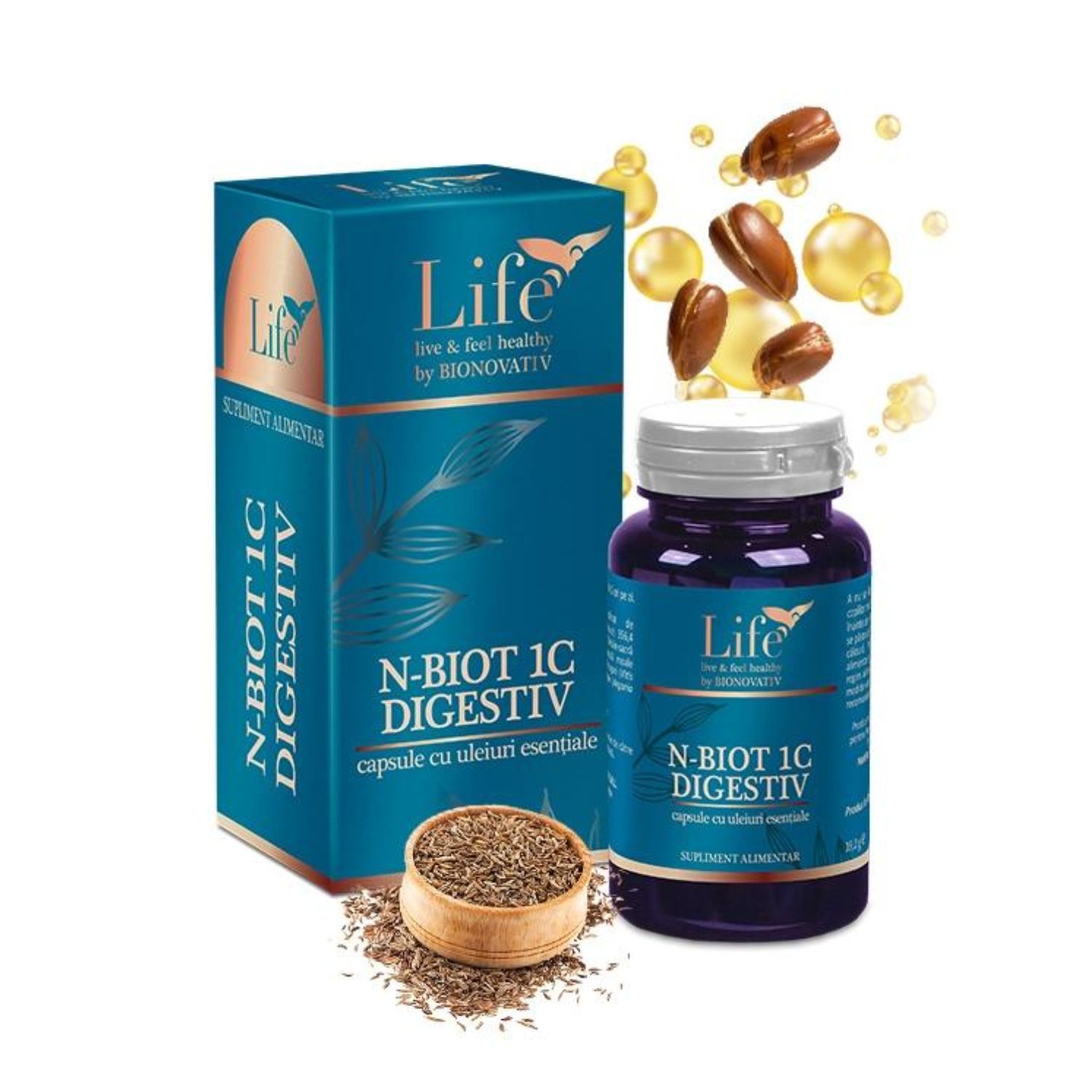 Capsule N - Biot Digestiv cu uleiuri esentiale, 30 capsule, Bionovativ