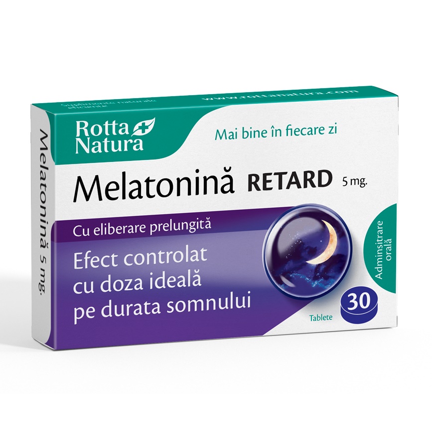Melatonina Retard, 5 mg, 30 tablete, Rotta Natura