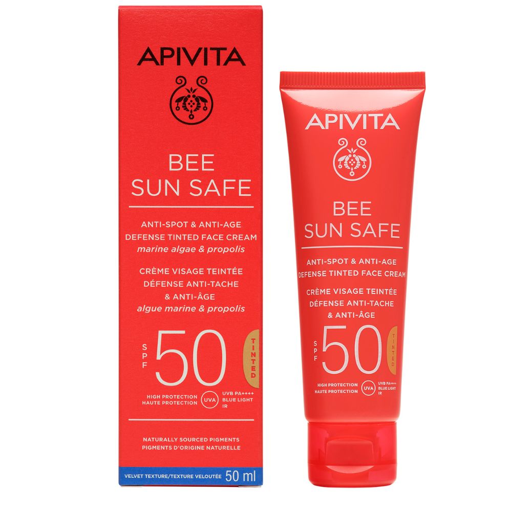 Crema protectie solara coloranta anti-pete si anti-imbatranire SPF50 Bee Sun Safe, 50 ml, Apivita