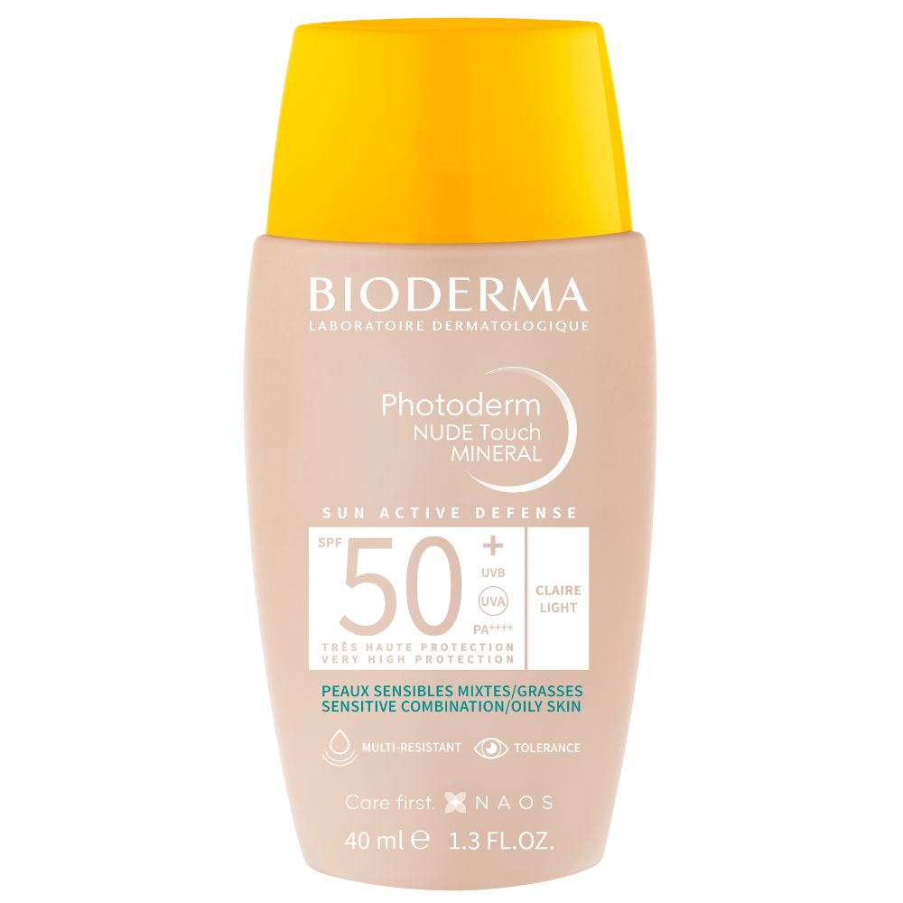 Fluid crema pentru piele mixta si grasa SPF 50+ Photoderm Nude Touch, 40 ml, Claire, Bioderma