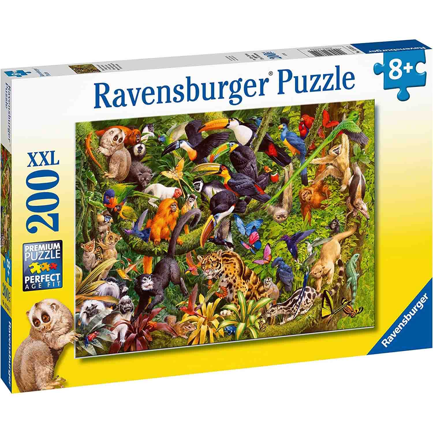 Puzzle animale in padurea tropicala, 8 ani+, 200 piese, Ravensburger