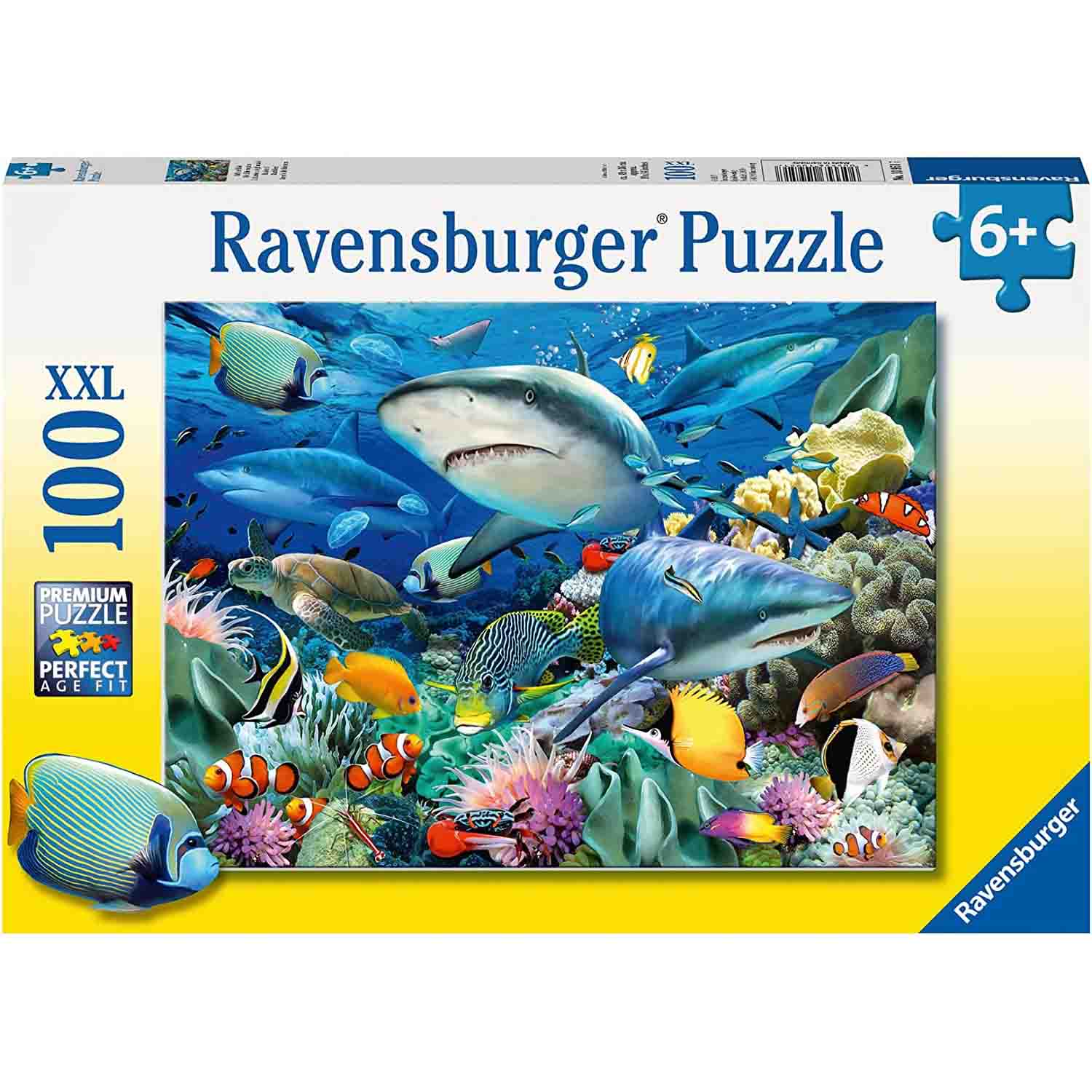 Puzzle rechini, 6 ani+, 100 piese, Ravensburger