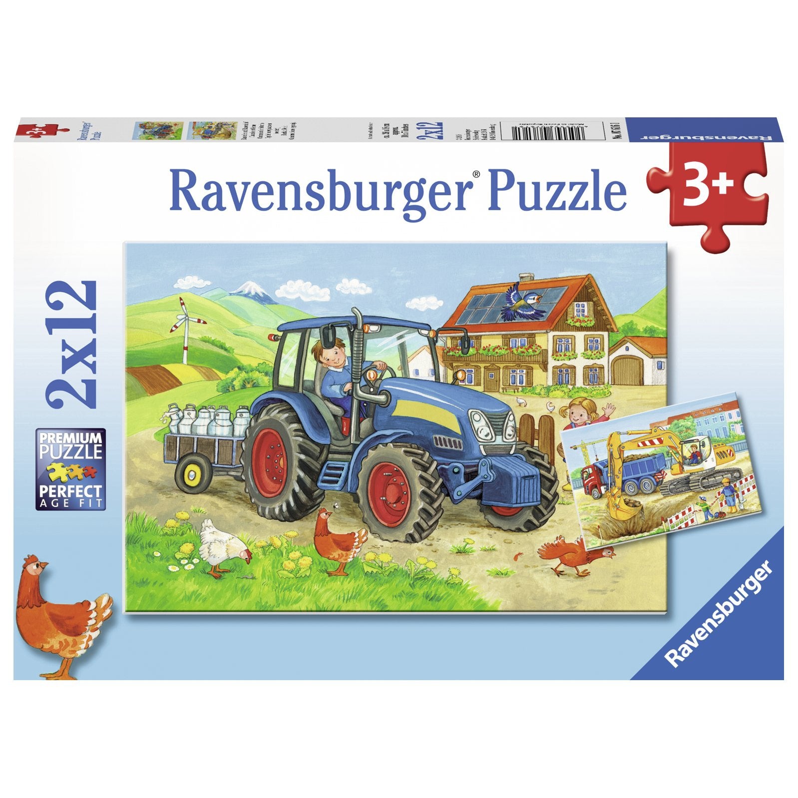 Puzzle santier in constructii si ferma, 2x12 piese, Ravensburger