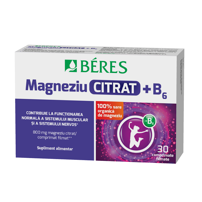 Magneziu Citrat + B6, 30 comprimate, Beres Pharmaceuticals