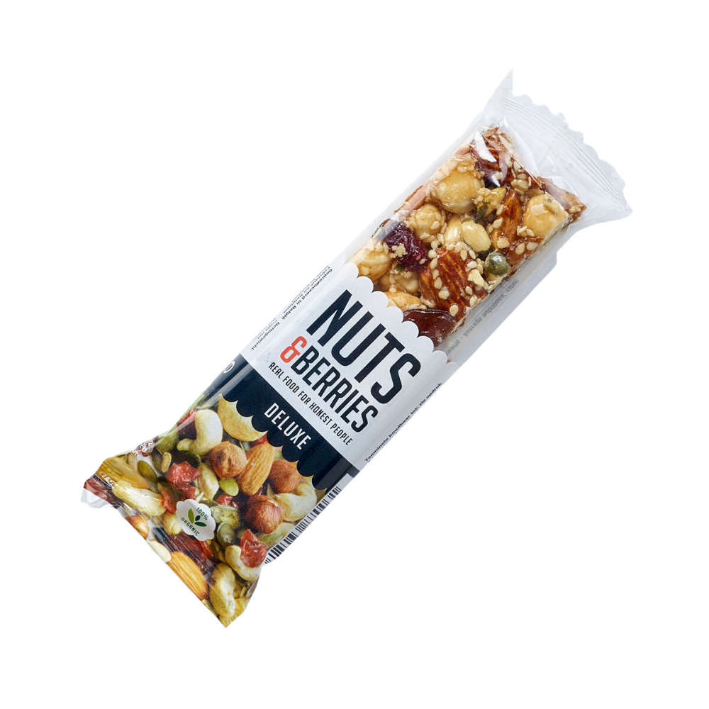 Baton crocant Bio deluxe cu nuci, seminte susan si dovleac, 40 g, Nuts and Berries