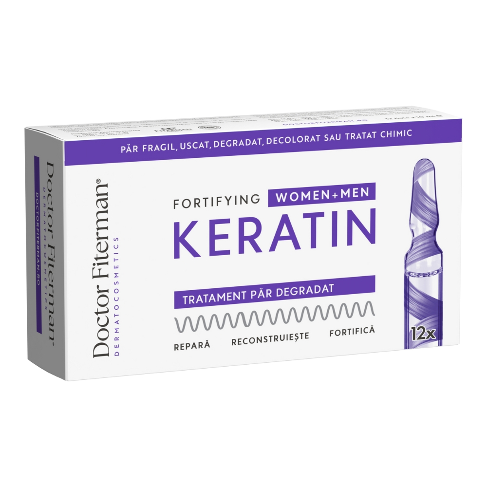 Tratament pentru par fragil Fortifying Keratin, 12 fiole x 10 ml, Fiterman Pharma