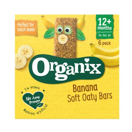 Batoane Bio din cereale cu ovaz integral si banane, +12 luni, 6 batoane x 30 g