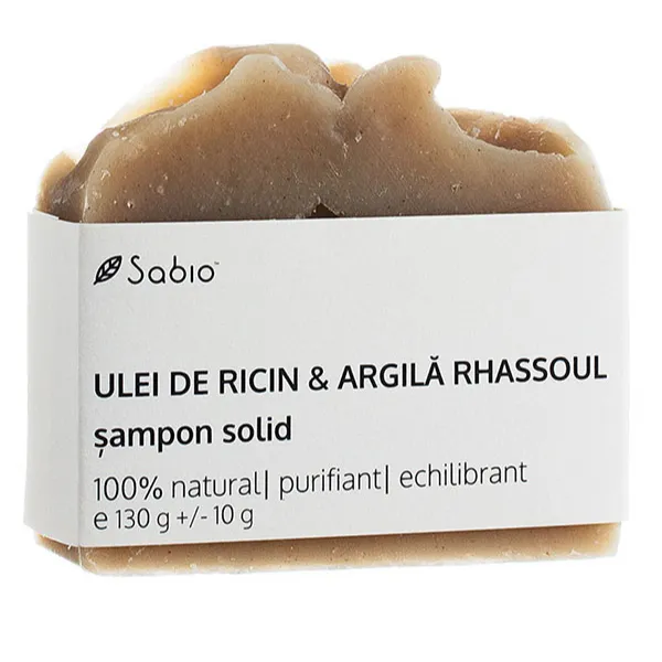 Sampon solid cu ricin si argila Rahassoul, 130 g, Sabio