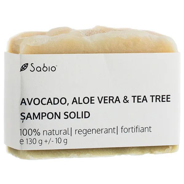 Sampon solid cu Avocado, Aloe Vera si Tea Tree, 130 g, Sabio